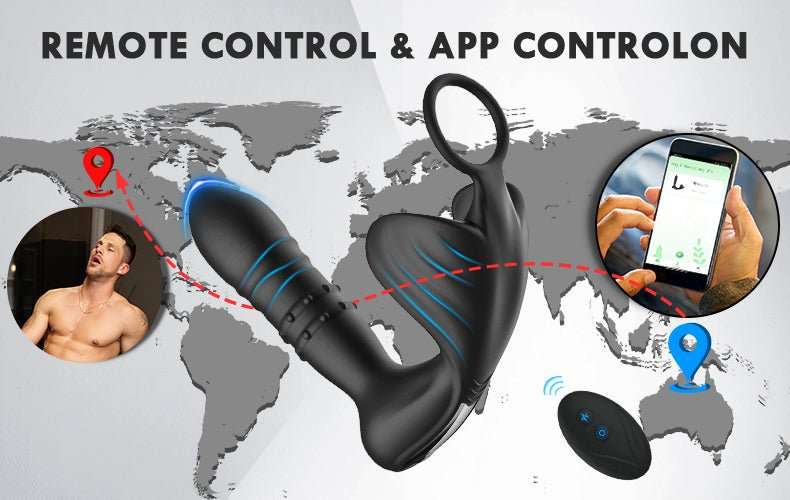 Samurai - Beads 9 Thrusting Remote Control Anal Vibrator With Cock Ring