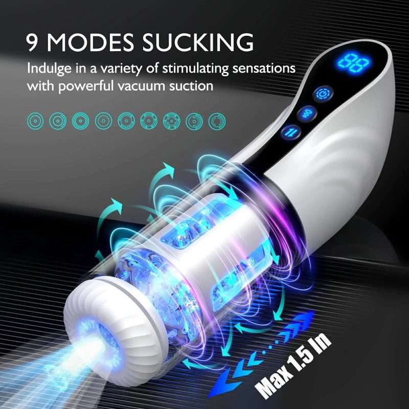 2 IN I Auto Stroker & Penis Pump - 9 Sucking Rotating Thrusting Deep Insertion