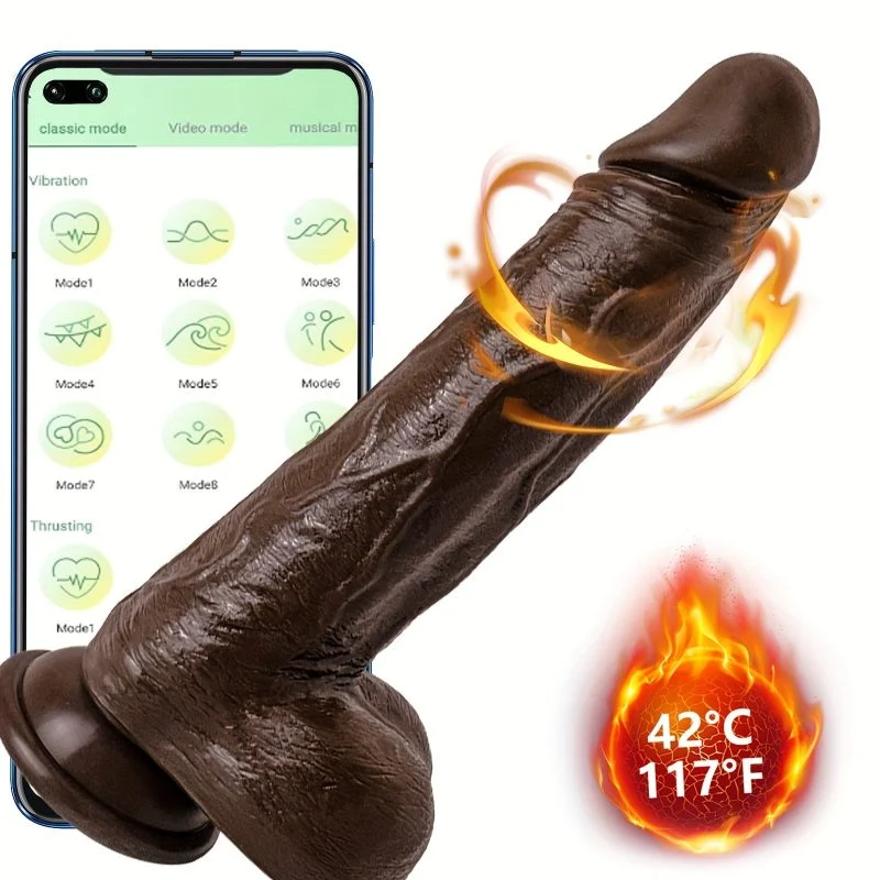 42ad74dc14c979cade99752763c574dc YIQU 21.84cm Thrusting Dildo Black App Remote Control Insertion Dildo
