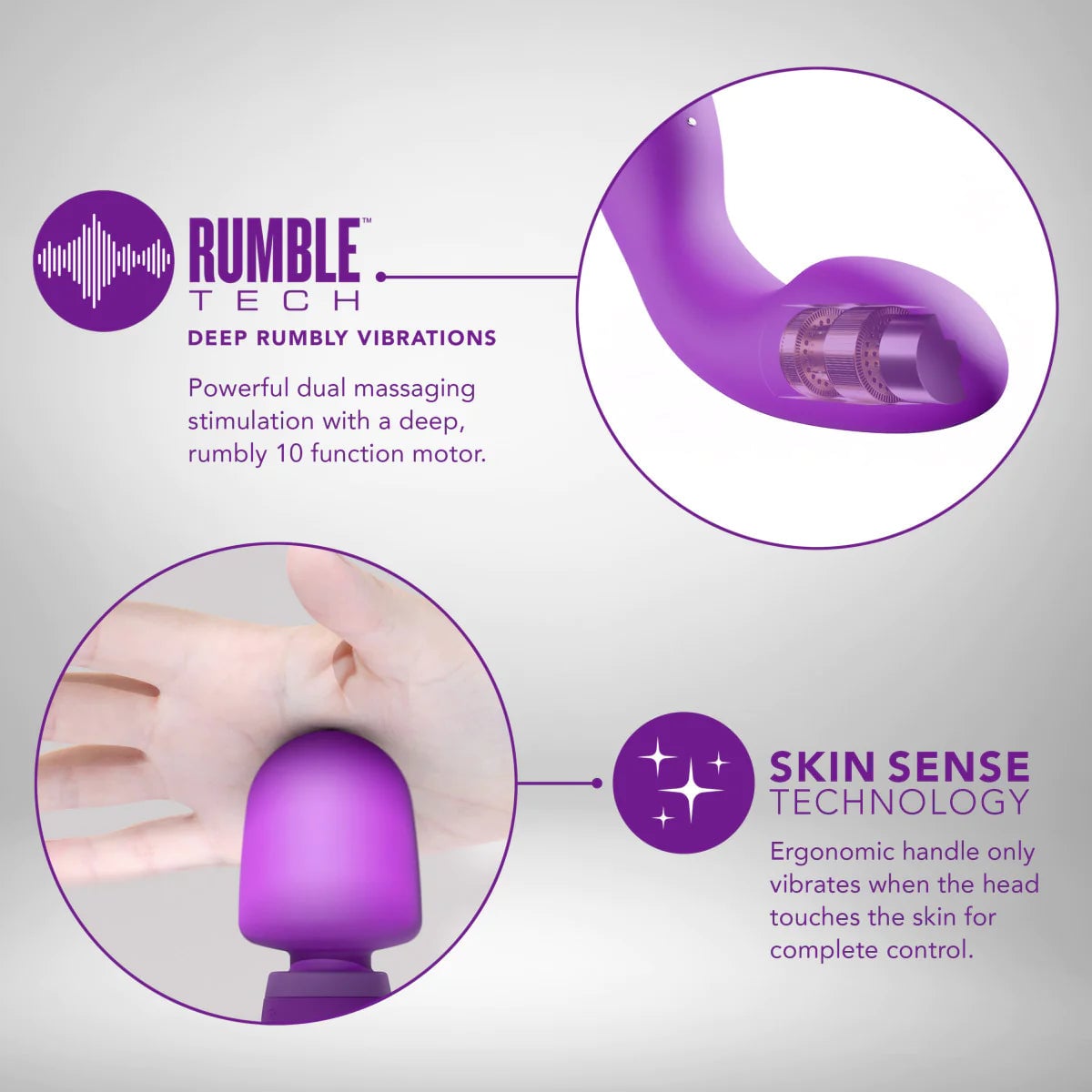 Blush-Dual Sense 10 Function Massage Wand With RumbleTech