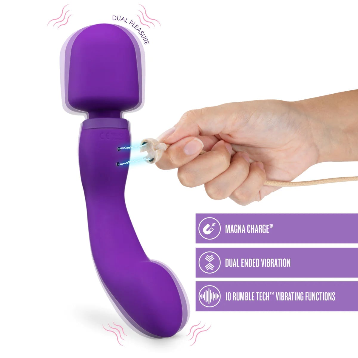 Blush-Dual Sense 10 Function Massage Wand With RumbleTech