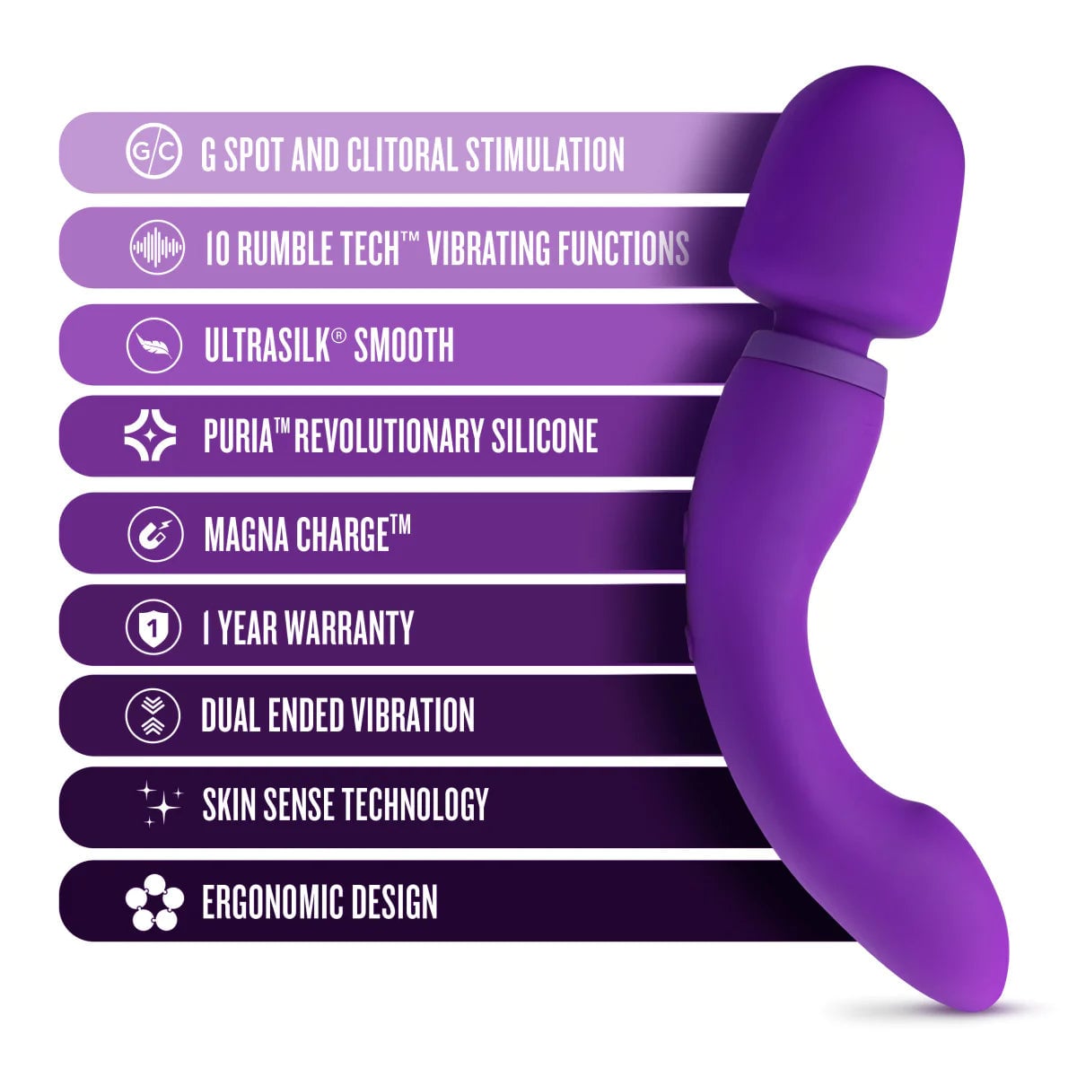 Blush-Dual Sense 10 Function Massage Wand With RumbleTech