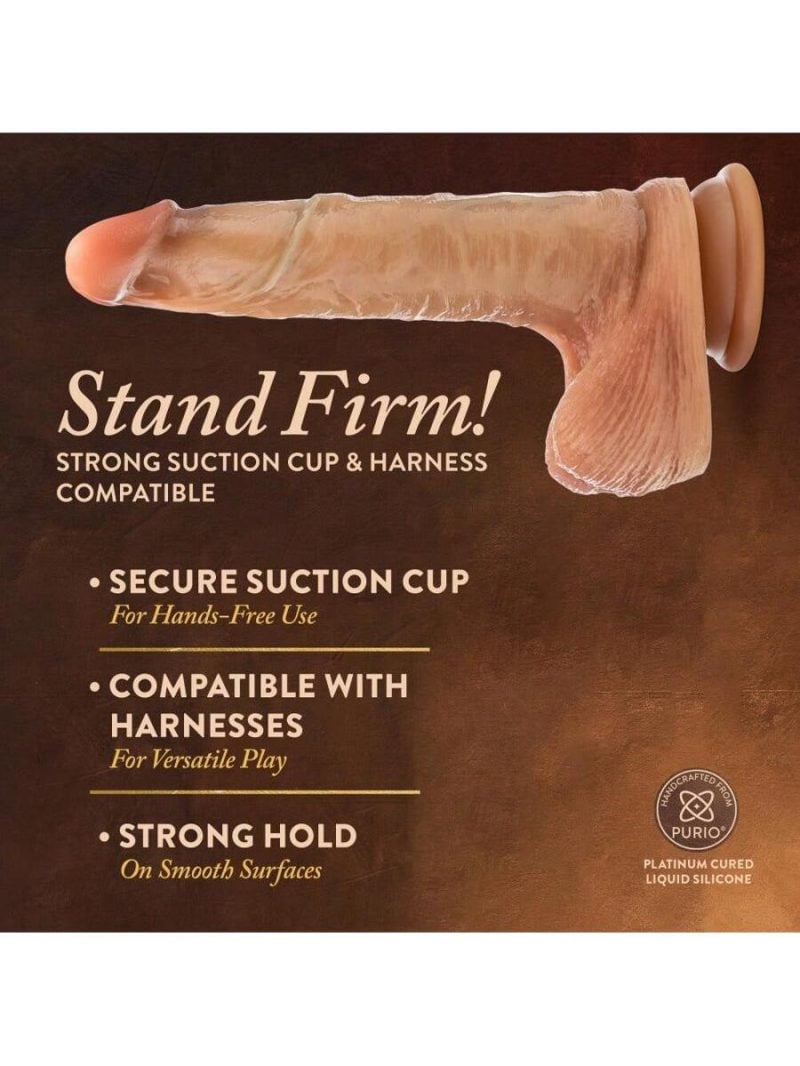 Blush_DaVinci_8_Inch_Realistic_Dildo_With_Sliding_Foreskin_Squeezable_Balls_Dual_Density_Liquid_Silicone_Tan_1