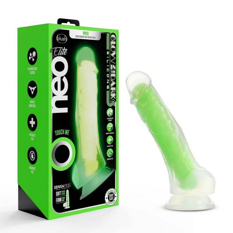 Blush Neo Elite - Glow in the Dark - Viper - 7 Inch Silicone Dual Density Dildo