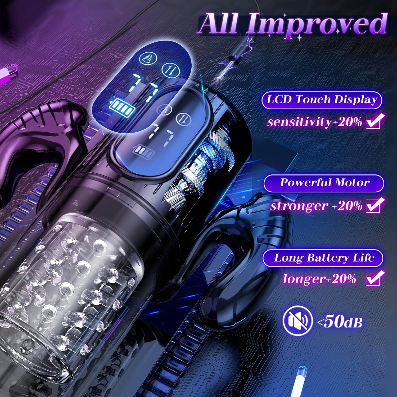Close-up of the device's LCD touch display and control buttons.