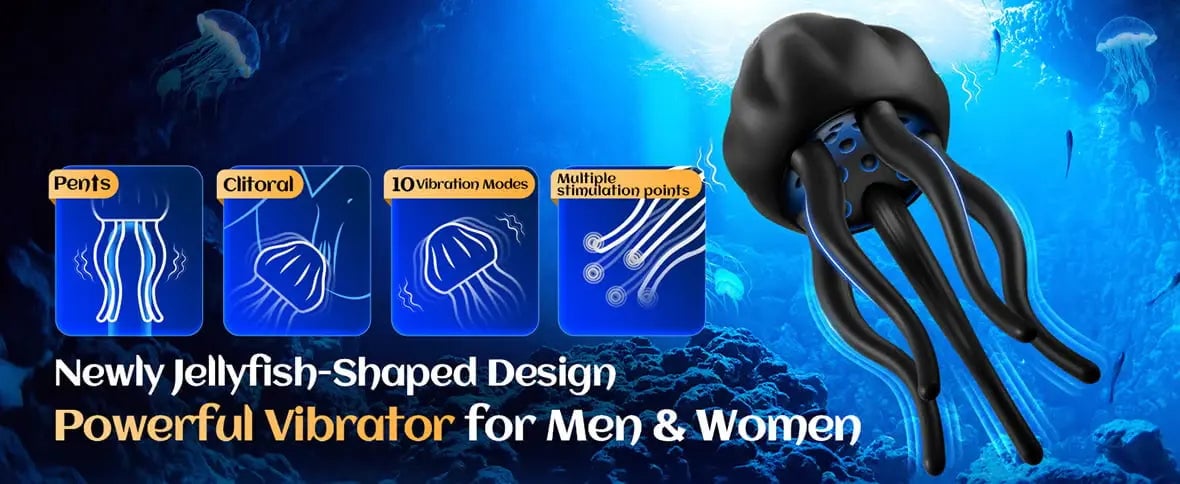 XG12 Jellyfish-Shaped Silicone Glans Vibrator with 10 Vibrating Modes
